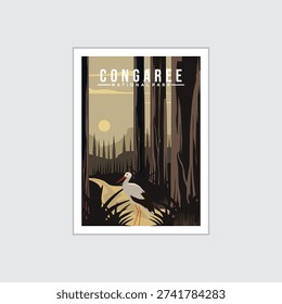 This elegant vintage style poster logo design depicts the beauty of Congaree National Park.