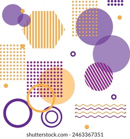This element features a unique design inspired by circles, waves, dots, and purple and orange colors, creating a visually striking piece that adds a pop of color and modern flair to any space.
