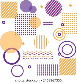 This element features a unique design inspired by circles, waves, dots, and purple and orange colors, creating a visually striking piece that adds a pop of color and modern flair to any space.