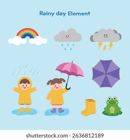 This is an elemental illustration design on a rainy day.