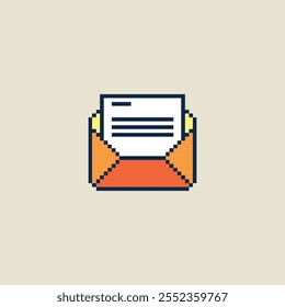 Este es el icono de correo electrónico en pixel art, este artículo es bueno para presentaciones, pegatinas, iconos, diseño de camiseta, activo de juego, logotipo y su proyecto.