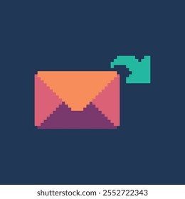 Este es el icono de correo electrónico en pixel art, este artículo es bueno para presentaciones, pegatinas, iconos, diseño de camiseta, activo de juego, logotipo y su proyecto.