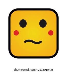 This is an emoticon with a box form that uses the style filled outline that is suitable for the needs of stickers or other design projects