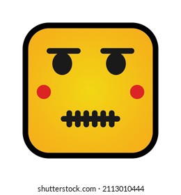 This is an emoticon with a box form that uses the style filled outline that is suitable for the needs of stickers or other design projects
