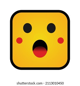 This is an emoticon with a box form that uses the style filled outline that is suitable for the needs of stickers or other design projects