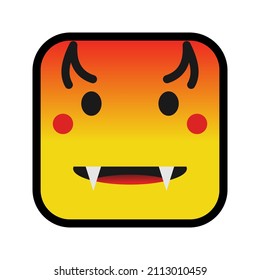 This is an emoticon with a box form that uses the style filled outline that is suitable for the needs of stickers or other design projects