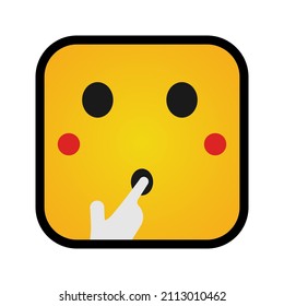 This is an emoticon with a box form that uses the style filled outline that is suitable for the needs of stickers or other design projects