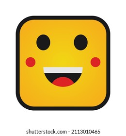 This is an emoticon with a box form that uses the style filled outline that is suitable for the needs of stickers or other design projects