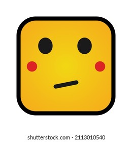 This is an emoticon with a box form that uses the style filled outline that is suitable for the needs of stickers or other design projects