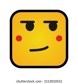 This is an emoticon with a box form that uses the style filled outline that is suitable for the needs of stickers or other design projects