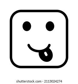 This is an emoticon with a box form that uses the style outline that is suitable for the needs of stickers or other design projects