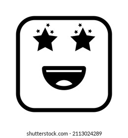 This is an emoticon with a box form that uses the style outline that is suitable for the needs of stickers or other design projects