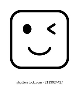 This is an emoticon with a box form that uses the style outline that is suitable for the needs of stickers or other design projects