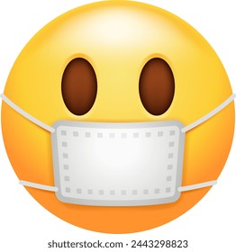 This emoticon depicts a face with a surgical or medical mask covering its mouth and nose. It is commonly used to convey the act of wearing a mask for health, hygiene, or safety reasons.