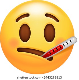 This emoticon depicts a face with a thermometer placed inside its mouth or under its tongue. It is commonly used to convey feelings of illness, fever, or being unwell. 