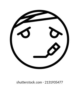 This is an emoticon with an expression that uses a outline style