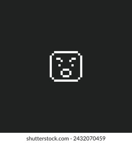 este es el icono del emoticono en el arte del pixel con el color blanco y el fondo negro, este artículo es bueno para las presentaciones, pegatinas, iconos, diseño de la camiseta, activo del juego, logotipo y su proyecto.