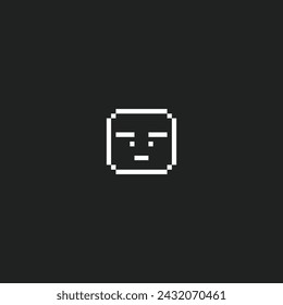 este es el icono del emoticono en el arte del pixel con el color blanco y el fondo negro, este artículo es bueno para las presentaciones, pegatinas, iconos, diseño de la camiseta, activo del juego, logotipo y su proyecto.