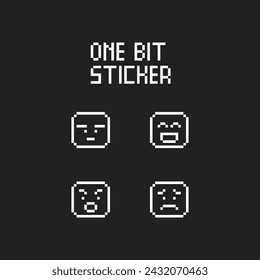 este es el icono del emoticono en el arte del pixel con el color blanco y el fondo negro, este artículo es bueno para las presentaciones, pegatinas, iconos, diseño de la camiseta, activo del juego, logotipo y su proyecto.