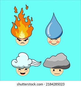 This is an emoticon inspired by the four main elements like fire, water, earth and air. 
