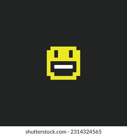 Dies ist Emoticon in Pixel Kunst mit schwarzem Hintergrund und wenig Farbe, dieses Element gut für Präsentationen, Aufkleber, Symbole, T-Shirt-Design, Spiel-Objekt, Logo und Ihr Projekt.