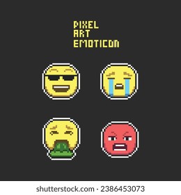 este es un emoticono en el arte de píxeles con color sencillo y fondo negro, este elemento es bueno para presentaciones, pegatinas, iconos, diseño de camisetas, activo de juego, logotipo y su proyecto.