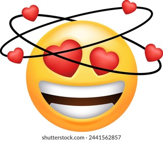 This emoticon represents feelings of love, infatuation, or admiration. It conveys a sense of being head over heels or smitten with someone or something. 