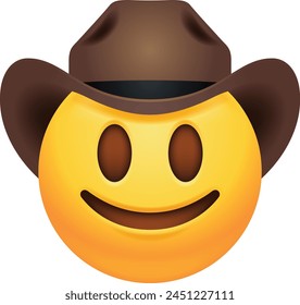 This emoticon wears a classic cowboy hat, its wide brim casting a shadow over its face. With a relaxed yet confident posture, it exudes the spirit of the Wild West. 