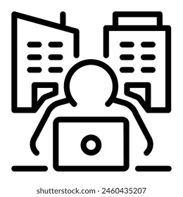 This Employee icon is suitable for Remote work, Work from home, Digital Nomad and Freelance