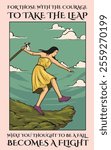 This enchanting illustration features a lady dancing on the edge of a cliff, embodying the spirit of The Fool card. A symbol of new beginnings and carefree adventure!