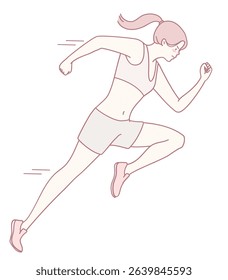 This is an energetic and vibrant illustration of a woman running, which is ideal for health and fitness content