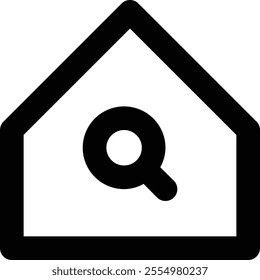 This engaging search real estate icon symbolizes property discovery, ideal for illustrating home searches, real estate exploration, and innovative property-finding solutions in marketing visuals.