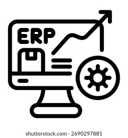 Este ícone do Enterprise Resource Planning (ERP) é adequado para Fabricação, Distribuição e campos relacionados.
