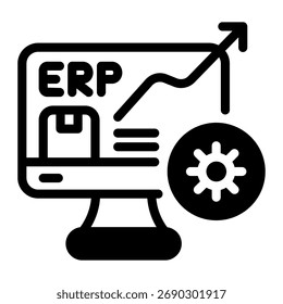 Este ícone do Enterprise Resource Planning (ERP) é adequado para Fabricação, Distribuição e campos relacionados.