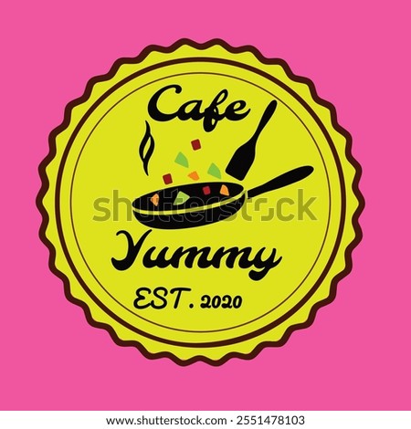 This enticing and vibrant logo design perfectly represents the essence of delicious food. With bold colors and an appealing layout, the logo captures the inviting nature of tasty meals, making it idea