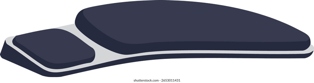 Este teclado de mouse ergonômico para mesa apresenta uma superfície azul escura com suporte para pulso para maior conforto e produtividade durante o uso do computador em ambientes domésticos ou de escritório. Calma.