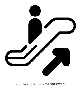 Este icono de la escalera mecánica es conveniente para el aeropuerto, la aviación, el transporte, etc.