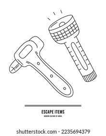 This is an escape product used in the event of an accident. Emergency hammer and emergency flashlight.	