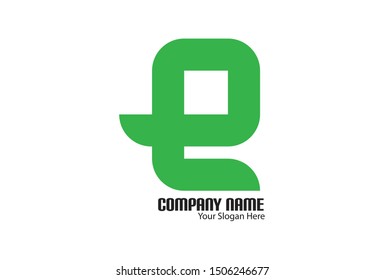 This is an e-shaped green logo. This logo can be used for companies, web designs, mugs, stickers and posters.