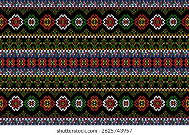 Este padrão étnico apresenta uma mistura harmoniosa de elementos tribais e formas geométricas, formando um impressionante padrão sem emenda. Ideal para desenhos têxteis vetoriais, este padrão étnico evoca a cultura 