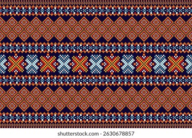 This ethnic pattern showcases vibrant tribal influences and rich geometric elements. Ideal for textile pattern collections, this ethnic pattern adds depth and authenticity to any vector textile,ethnic