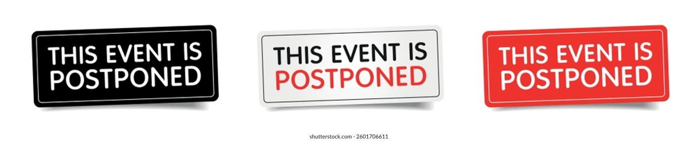 " This event is postponed " on sticker