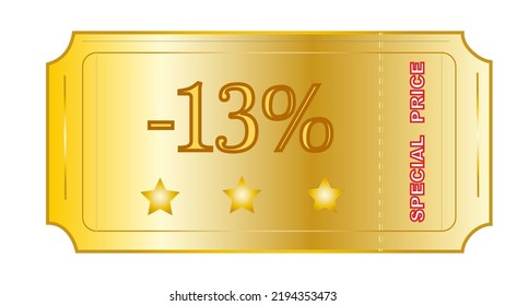 Dies ist ein hervorragender Coupon für goldene Farbverlauf-Farbe mit dem Satz "Sonderpreis"und der Anzahl der Rabatte.