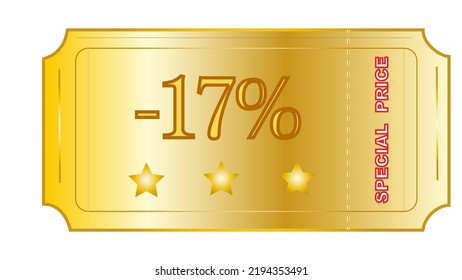 This an excellent looking coupon on gold gradient color with phrase ‘Special Price’ and number of discount.