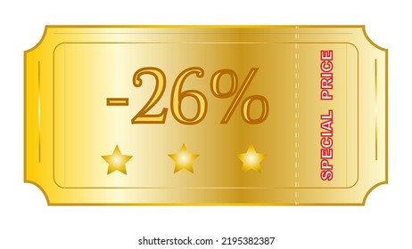 This an excellent looking coupon on gold gradient color with phrase ‘Special Price’ and number of discount.