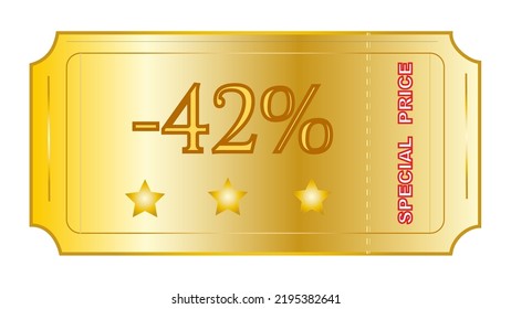 Dies ist ein hervorragender Coupon für goldene Farbverlauf-Farbe mit dem Satz "Sonderpreis"und der Anzahl der Rabatte.