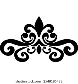 This exquisite black ornamental pattern on a white background combines flowing, curved shapes reminiscent of stylized plant or floral motifs. Inspired by natural elements such as vines and flowers