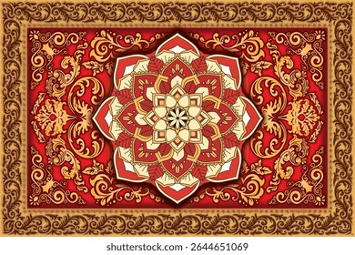 This exquisite mantra design conveys a sense of prosperity and a peaceful spirit through its luxurious red and gold tones.