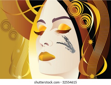 This is extravagant make-up of the female face
