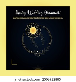 This is an eye-catching circular golden ornamental vintage floral shape for luxury wedding ornament elements for your life style.